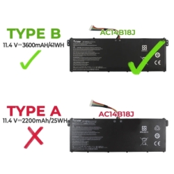 Laptop Battery for ACER ASPIRE V3-371 AC14B13J AC14B18J AC14B18K 11.4V 3600MAH