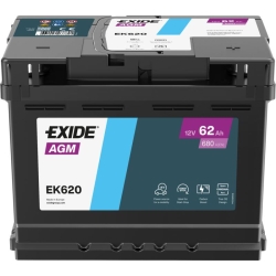Exide EK620 Start-Stop AGM Battery 62Ah