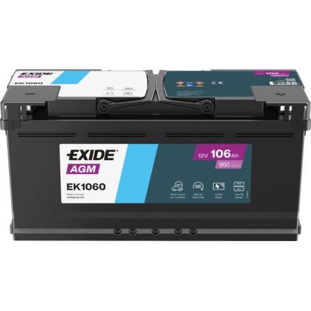 Exide EK1060 Start-Stop AGM Battery 106Ah