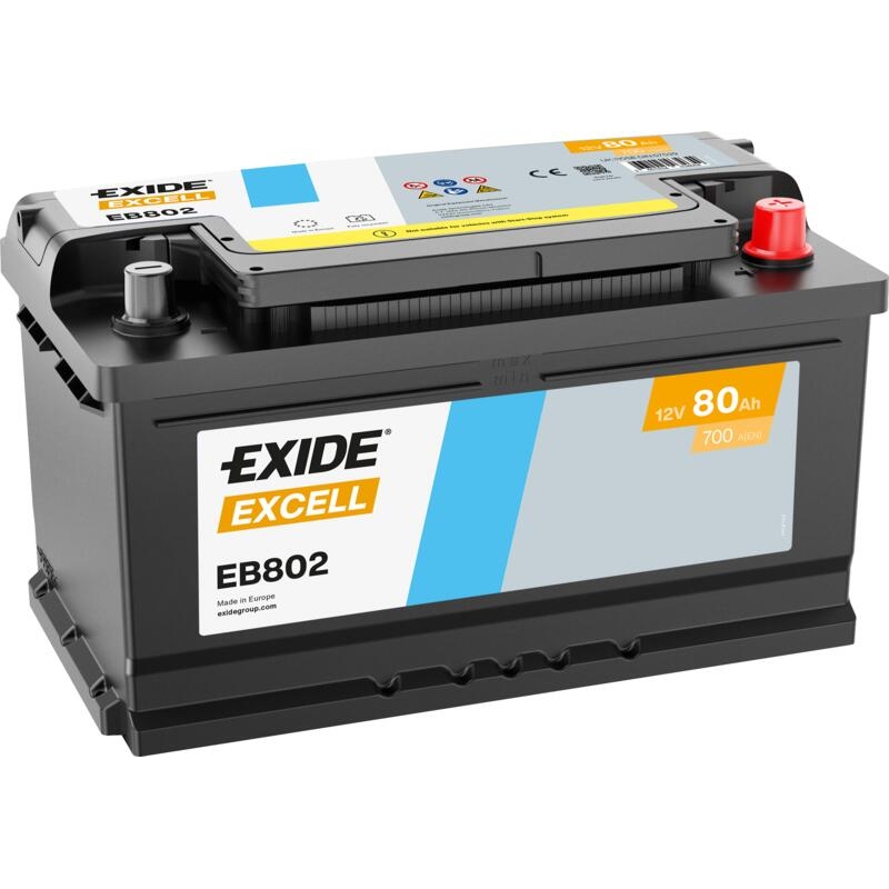 Exide Excell EB802 Car Battery 80Ah