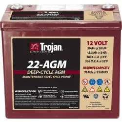 Lead-Acid AGM Battery 12V 50Ah Trojan 22-AGM Deep Cycle