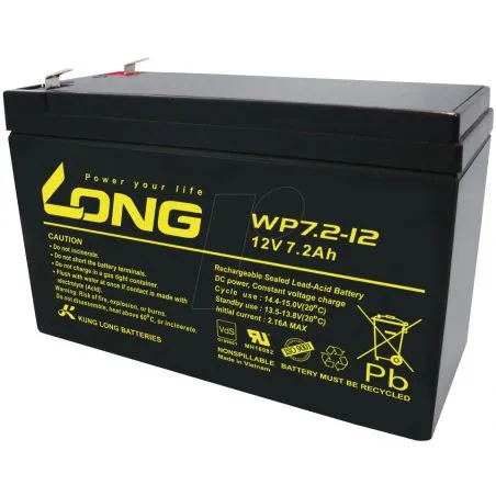 Lead-Acid AGM Battery 12V 7.2Ah LONG WP7.2-12