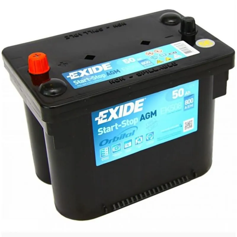 Exide Agm AGM Battery. EK508. 50Ah - 800A(EN) 12V. (260x173x190mm) - VT  BATTERIES