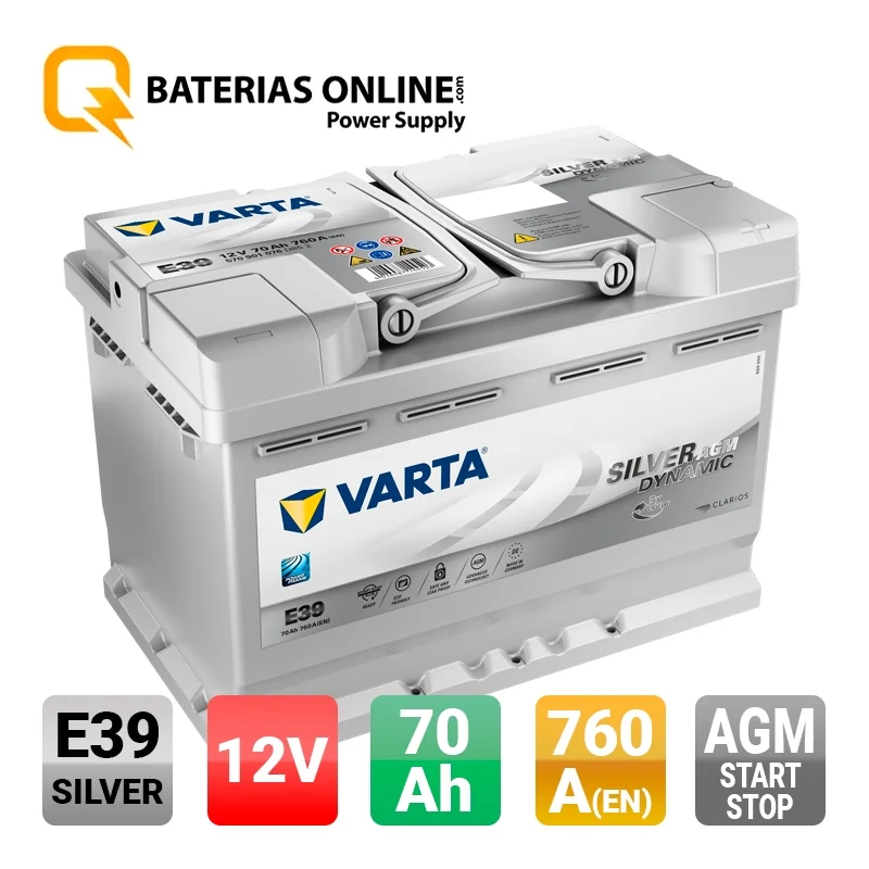 Battery VARTA E39 AGM Start-Stop Plus 70AH 760A Pos. to Right Latest  Generation