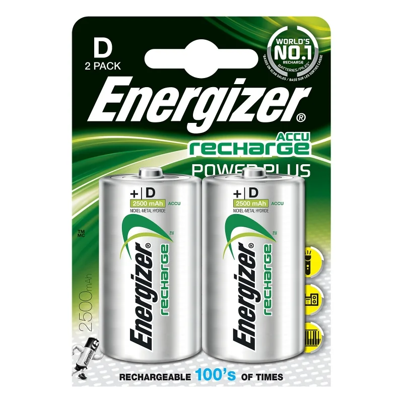 Rechargeable batteries Energizer D 2500 mAh