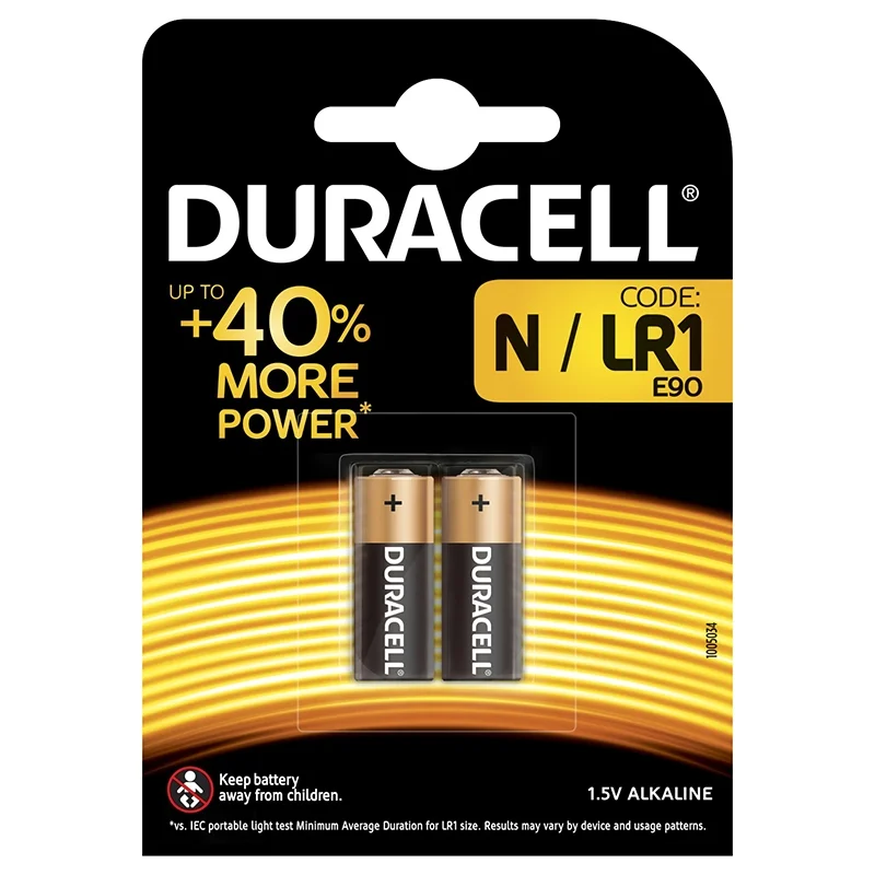 ▷ Piles Alcalines Duracell N LR1 E90 Plus Power (2 Unités)