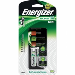 Cargador pilas recargables Energizer mini con 2 Pilas AA 2000mah