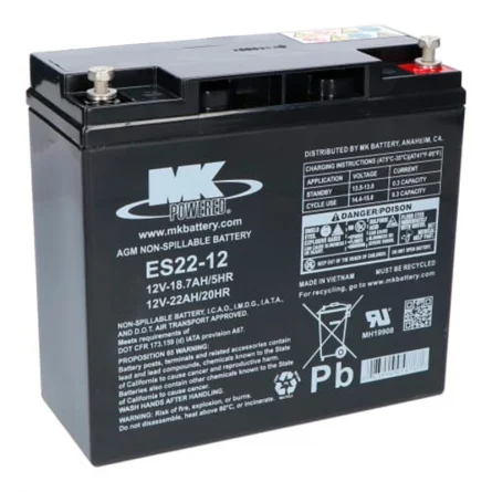 Lead-Acid Battery AGM 12V 22Ah MK POWERED ES22-12