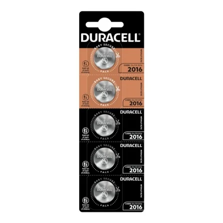 Duracell 2016 Lithium Button Cell Batteries (5 Units)