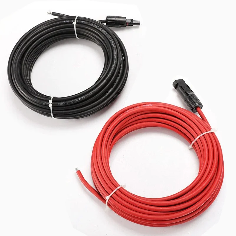 6mm2 Solar Connector Cable 20m/lot Black cable 10m+Red Cable 10m Black or  Red three options TUV Approval Power Cable