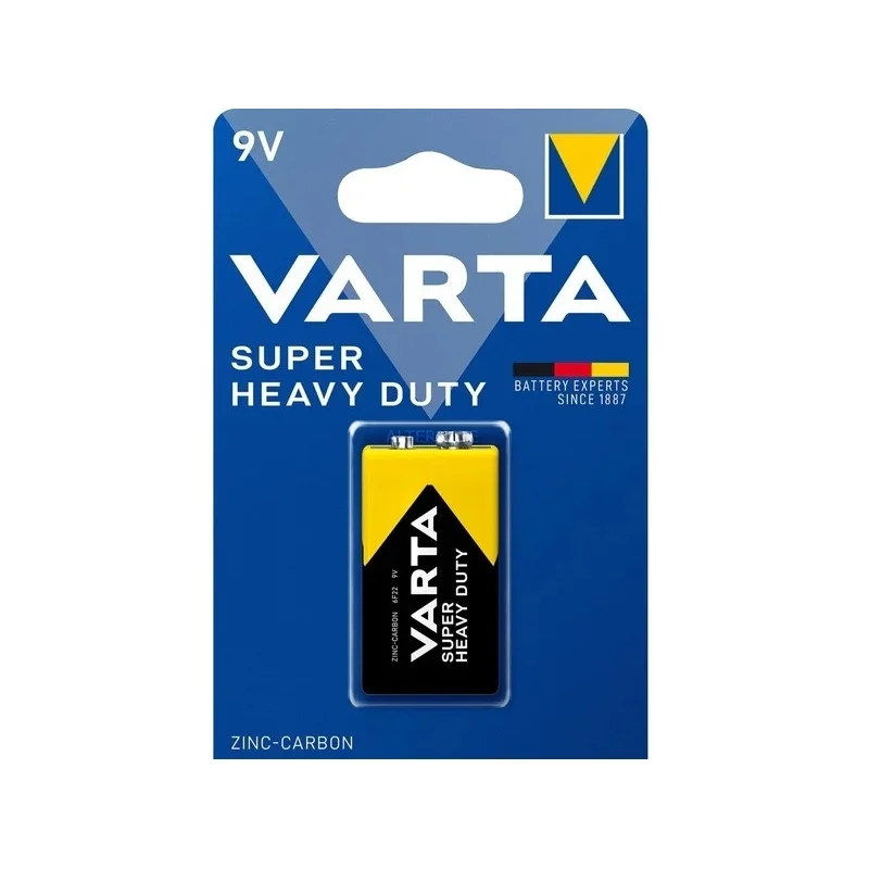 Varta 9V Zinc-Carbon Super Heavy Duty Batteries (1 Unit)