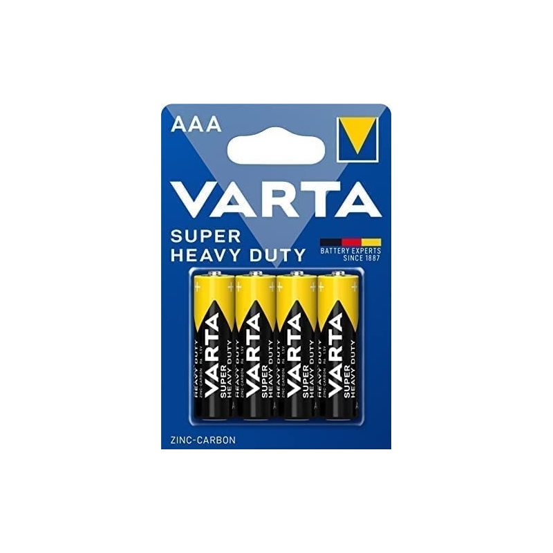 Varta AAA Zinc-Carbon Super Heavy Duty Batteries (4 Units)
