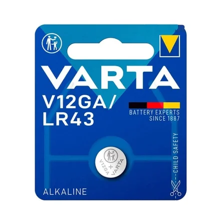 Varta V12GA LR43 Alkaline Button Cell Batteries (1 Unit)
