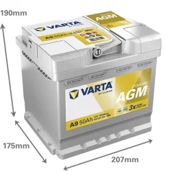 New Battery Varta A9 Start Stop AGM 50Ah