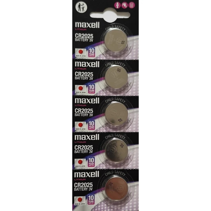Maxell CR2025 Lithium Button Cell Batteries (5 Units)