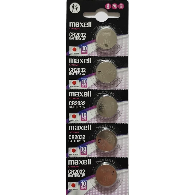 Maxell CR2032 Lithium Button Cell Batteries (5 Units)