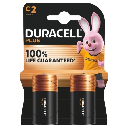 Duracell C LR14 MN1400 Plus Power Alkaline Batteries (2 Units)