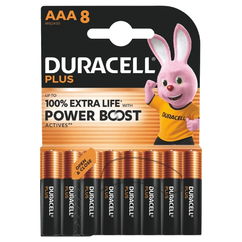 Duracell AAA LR03 MN2400 Plus Power Alkaline Batteries (8 Units)