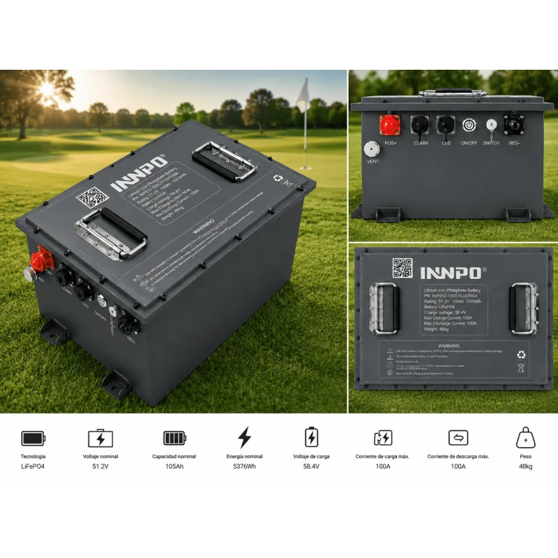 INNPO 51.2V 100Ah LiFePO4 Battery for 48V Golf Carts