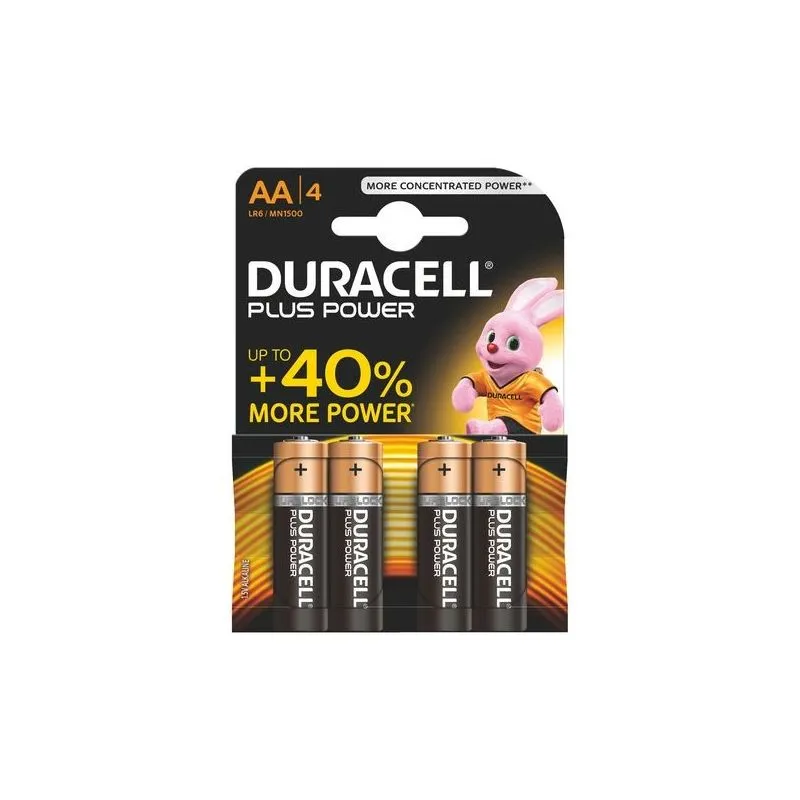 Duracell AA LR6 MN1500 Plus Power Alkaline Batteries (4 Units)
